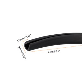sourcing map U Channel Edge Trim, 8.2ft Length Rubber Guard Seal Strip Edge Protector Fit for 4.5-5mm Edge, (23/64" W x 15/32" H) Black