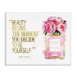 Stupell Industries Fashion Designer Perfume Gold Pink Watercolor Inspirational Word, Designed by Amanda Greenwood, 20 x 16, Canvas Wall Art