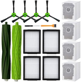 Replacement Parts for iRobot Roomba E5 E6 E7 i2 i3 i3+i4 i4+ i5 i5+ i6 i6+ i7 i7+ i8 i8+/Plus i1 E i j Series Robot Vacuum,1 sets of multi-surface roller brushes 4 Vacuum bags 4 filters 4 side brushes