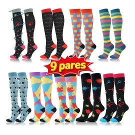 Calcetas Compresión Medias Alivia Varices Y Circulación 9pz