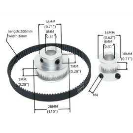 SHCEEC 2PCS Set 2GT Aluminum Timing Pulley 20&40 Teeth 8mm Bore Synchronous Wheel with 2PCS Length 200mm Width 6mm Belt (20-40T-8B-6)