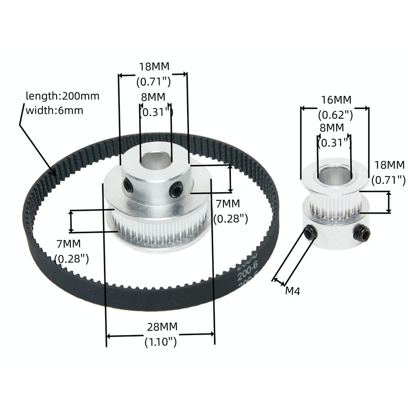 SHCEEC 2PCS Set 2GT Aluminum Timing Pulley 20&40 Teeth 8mm