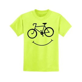 PandoraTees High Visibility Cycling Tshirts, Funny Kids Hi-vis cycling smile tshirt, Matching Cycling Shirts (Bright Yellow, 10 Years(YM))
