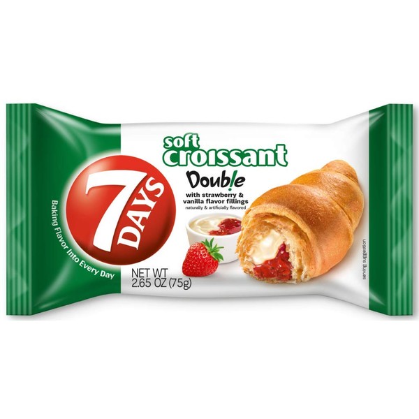 7Days Soft Croissant, Strawberry Vanilla Filling, Perfect Breakfast Pastry or Snack, Non-GMO (Pack of 24)