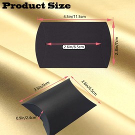50 Pcs Kraft Paper Pillow Gift Boxes,3.5x2.6 Inch Mini Folding Treat Boxes, Creative Favor Box Folding Treat Boxes for Bakery, Candy, Jewelry, Wedding & Party Favors(Black-1)