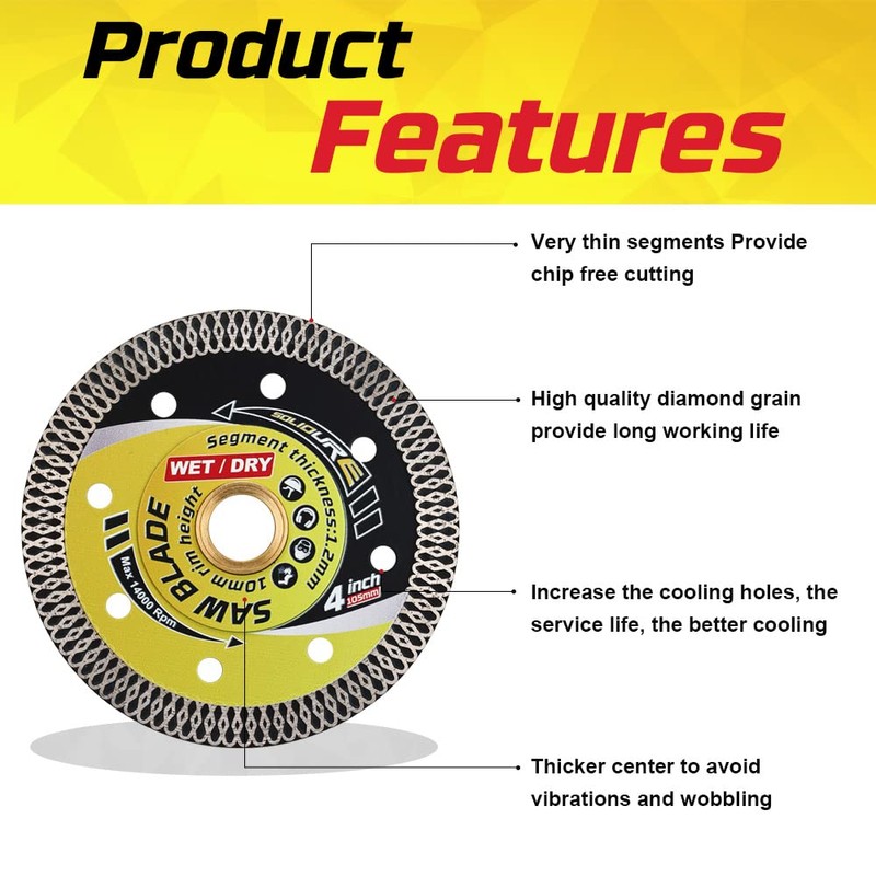 Solidure 2Pcs Diamond Saw Blade 4" Super Thin Diamond Blade