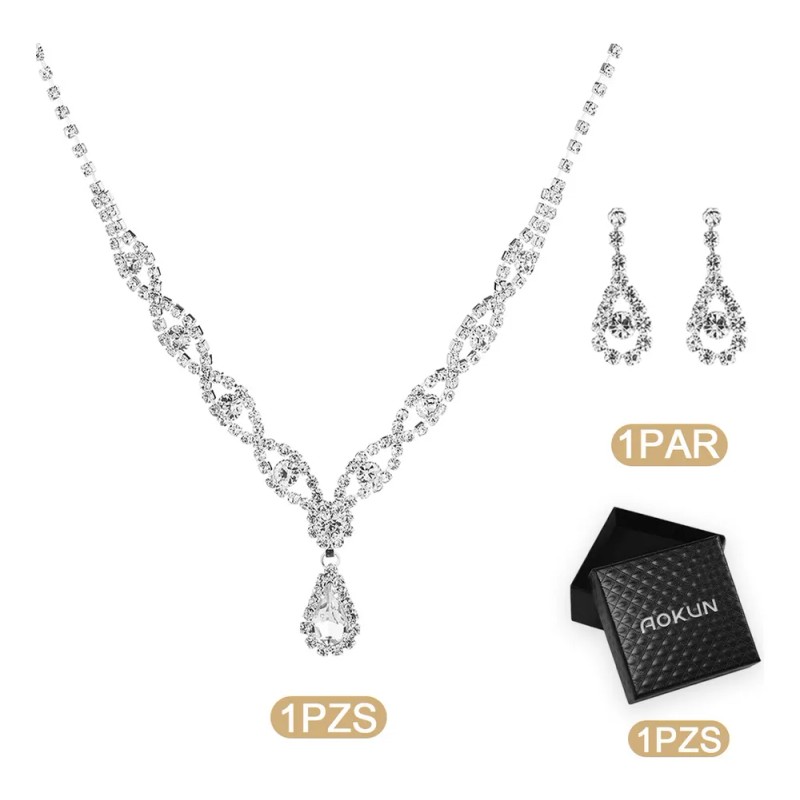 Aokun Kit Boda Sets De Joyeria Cristal Deco Mujer Collararete