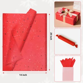 Red Glitter Tissue Paper for Gift Bags 36 Sheets 14x20 Inch - Recyclable Wrapping Paper for Weddings, Birthdays, Party & Festival Decorations DIY Craft Supplies