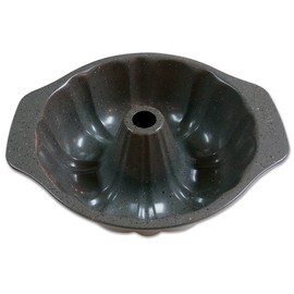 casaWare Fluted Cake Pan 9.5-inch (10-Cup) Ceramic Coated NonStick (Silver Granite)