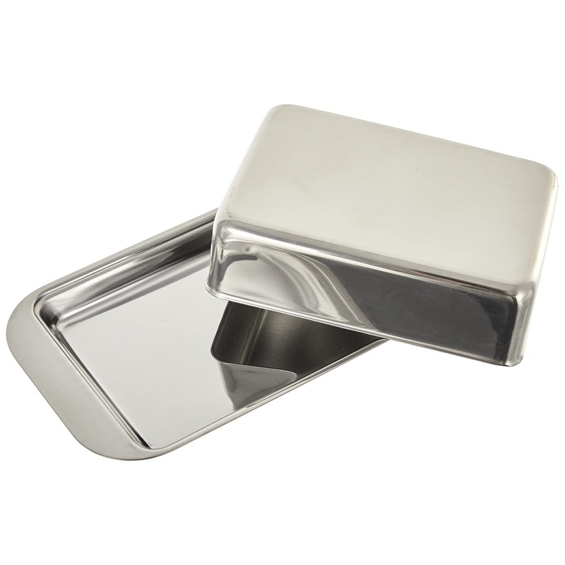 Weis 14257 Butterdose, Edelstahl, Silber, 15 x 9.4 x 4.2