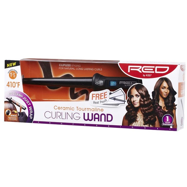 Red by Kiss Ceramic Tourmaline Curling Wand (CIW03-1"~1/2" inch)