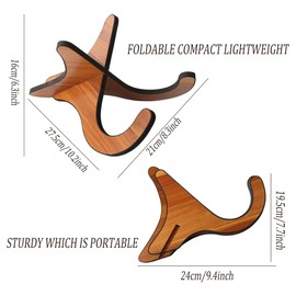 AIMALL Universal Folding Guitar Stand, Wood-Finished Floor Rack, Compatible with Electric, Acoustic, and Bass Guitars, Adjustable Fit for 21", 23", 26" Instruments