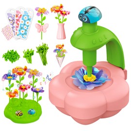 DIY Flower Craft Kits Toys for Kids,3 4 5 6 7 8 Year Old Girls Birthday Gift,Build Your Flowers Market Toy with Lighting and Music,Arts and Crafts For Kids Ages 3-8 Creative Educational Toys Gifts