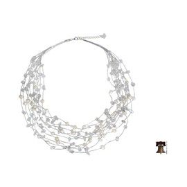 NOVICA Artisan Handmade Cultured Freshwater Pearl Quartz Strand Necklace Bridal Beaded Silk Brass Silver Plated White Thailand 'Cascade'