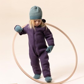 Ecoable Baby Merino Wool Snowsuit, Organic Boiled Hooded Romper | Foldable Cuff Overall for Toddlers, Warm One-Piece Winter Outerwear (EU 98-104, Olive Green)