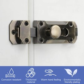 2 Pcs Door Latch 3inch Retro Slide Door Bolts for Internal Door Stylish and Durable Bolt Lock for Bathroom Bedroom Doors Cupboards & Storage Units(Bronze Tone)