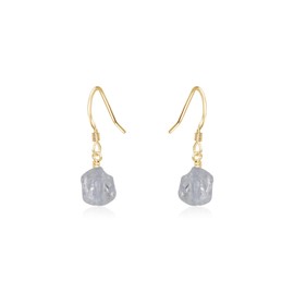 Crystal Quartz Raw Nugget Earrings in 14k Gold Fill
