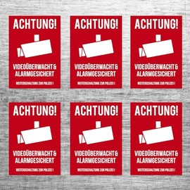 foliado® AVAS-004 Pack of 6 Stickers A8 7.4 x 5.2 cm Safety Protection Against Theft – Ideal for Deterrent Objects AVAS-004