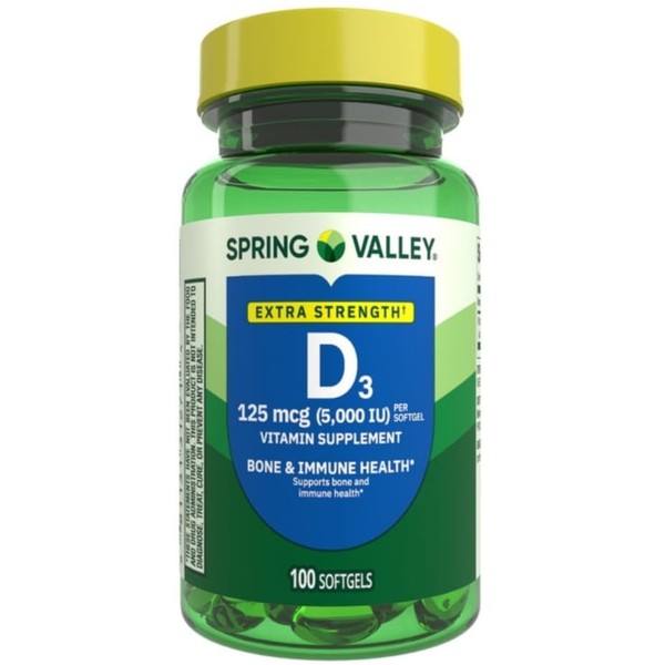 Vitamina D3 5000IU Extra Fuerte, 100 mini cpsulas Spvalley -