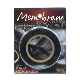 YNAK Membrane Seam Tape, Rainwear, Repair, Tent Inappropriate, Fits 2 Layers, Seams, Repair, Waterproof, Maintenance, Iron Adhesion, Width 7.9 x 66.6 ft (20 mm x 20 m), Black, Clear, Blue, Red (Black,