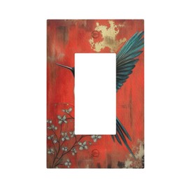 Decorative Art Light Switch Covers Hummingbird in Scarlet 1 Gang Rocker Outlet Decorative Switch plate Faceplate GFCI Light Switch Covers Wall Plate for Home Decor