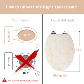Angel Shield Marble Toilet Seat Durable Molded Wood with Quiet Close, Easy Clean, Quick-Release Hinges(Elongated, Beige Marble)