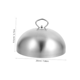 Ciieeo Round Cheese Melting Dome, Stainless Steel Steak Cover Anti Oil Splashing Food Cover Plate Cloche Cover Basting Griddle Cover for Restaurant Home Silver 20CM