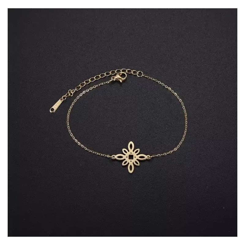 COLIBRI ALEGRE Pulsera Nudo De Bruja De Flor Dorado