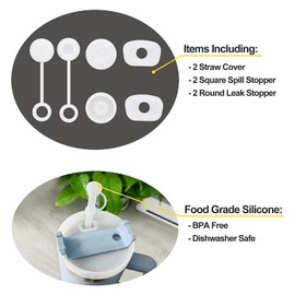 6 Tapones de Silicona a Prueba de Derrames para 40 Oz 30 Oz, los Accesorios de la Taza Incluyen 2 Tapas de Pajita, 2 Tapones Redondos para Fugas y 2 Tapones Cuadrados para (Transparente)