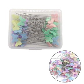Flower Head Pins,100 Pieces Colorful Patchwork Pins DIY Sewing Straight Needles Quilting Tool for Dressmaking Decorating Crafting Marking Butterfly Shape Plasitic Boxed (Butterfly Head)