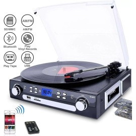 DIGITNOW Bluetooth Record Player Turntable with Speakers Stereo LP Vinyl to MP3 Converter