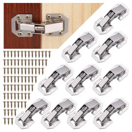 JIZZU 10Pcs Cabinet Hinges with Screws, Soft Close Hinges for Kitchen Cupboard Doors, 90 Degree Hinge for Kitchen Cabinet, Wardrobe Door, Bathroom Cabinet Hinges