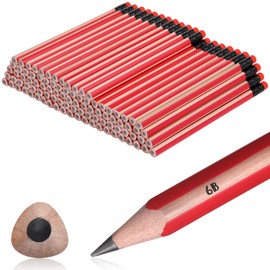 Seajan 96 Pcs 6B Jumbo Pencils, Big, Fat, Thick, Triangular Pencils Refill with Eraser 7 Inch Large Pencil for Kids Beginners Preschoolers Kindergarten School Office Christmas Gifts(Red)