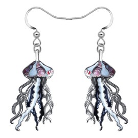 BAMAY Enamel Alloy Jellyfish Earrings Dangle Drop Ocean Animals Jewellery Charms Gifts for Women Girls Children Accessories, Zinc, No Gemstone