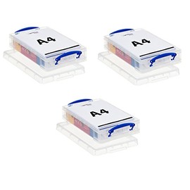 Really Useful Box(R) Plastic Storage Box, 4 Liters, 14 5/8in. x 10 1/4in. x 3 3/8in, Clear (3 pack)