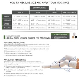 Truform Surgical Stockings, 18 mmHg Compression for Men and Women, Thigh High Length, Closed Toe, White, Large (8810WH-L)