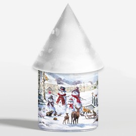 Leonardo Christmas LED Light Up Snowman Family Scene Lantern Lamp Decoration 21cm High