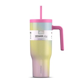Hydrapeak Voyager - Vaso de acero inoxidable de 40 onzas con asa, botella de agua aislada con popote y tapa, taza de viaje reutilizable apta para vasos (remolino)