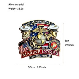 250th Anniversary Commemorative Pin Marine Corps Emblem Lapel Alloy Button Brooches Veteran Military Collection Gift Jewelry