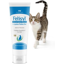 L-Lysine Gel for Cats - Immune System Support - Supplement Support for Healthy Tissue, Respiratory, and Vision - Salmon-Flavored - Made in The USA