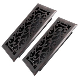 Howeall 4x10 Inches 2 Pack Heavy Duty Walkable Floor Register - Easy Adjust Air Supply Lever Decorative Floor Vent Covers - Savannah Design Vent Covers for Home - Oil Rubbed Bronze