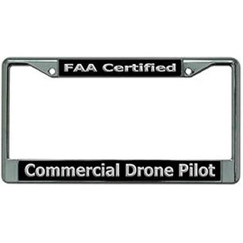 FAA Certified Commercial Drone Pilot Chrome License Plate Frame
