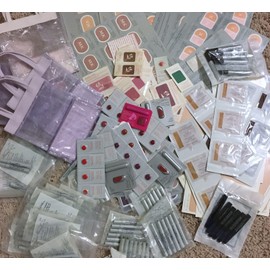 Mary Kay Lot of 75 Mary Kay Samples Eye Cheek Lipstick Liners Foundation (Beige) + Bag