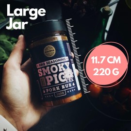 Smoky Pig BBQ Pork Rub - 100% Natural BBQ Seasoning - Perfect Blend Of Spices For Smoky BBQ And Grill Pork Dishes - Large Jar (220g)