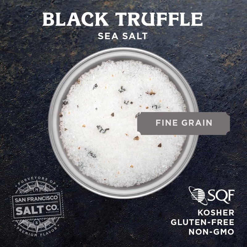 Italian Black Truffle Sea Salt 4 oz. Glass Shaker by
