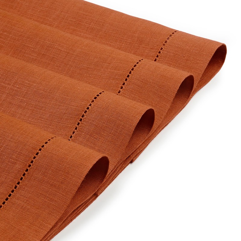 D'Moksha Homes Linen Placemats Set of 6-100% Pure Linen Rust