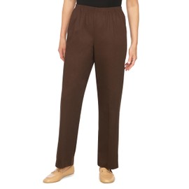 Alfred Dunner Womens Plus-Size Soft Twill Mid-Rise Regular Fit Straight Leg Short Length Casual Pant, Chocolate, 22W