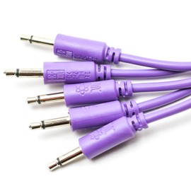 Synthrotek Eurorack Patch Cables 6" (15cm) Purple, 5-Pack 3.5mm 1/8 inch Mono TS to TS Cables