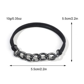 3 PCS Bracelet Hair Ties for Women with Beige Black Elastic Hair Ropes Ponytail Holder 2 in 1 No Crease Hair Bands Gold Silver Metal Hair Ring(Color D)