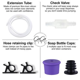 GAGALIFE Sink Soap Dispenser Extension Tube Kit, 47" Food-Grade Silicon Tube with Upgraded Check Value for Under Sink Soap Dispenser, No More Top Refill